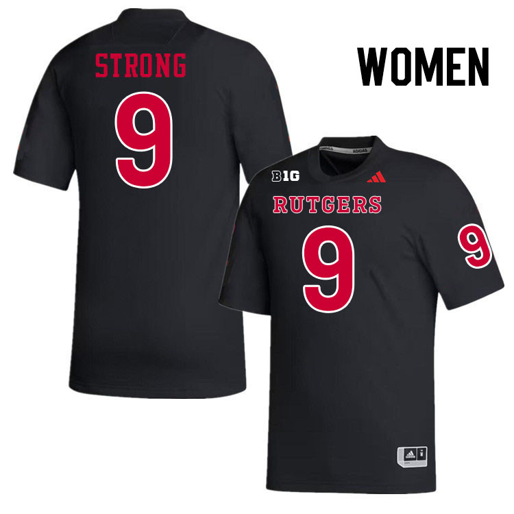 Women #9 Ian Strong Rutgers Scarlet Knights 2024 College Football Jerseys Stitched-Black